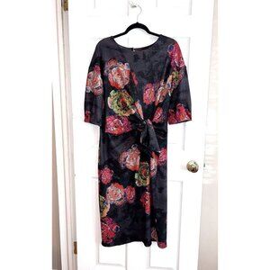 EVA FRANCO Floral Print 3/4 Sleeve Wrap Knee Length Dress Sz 6